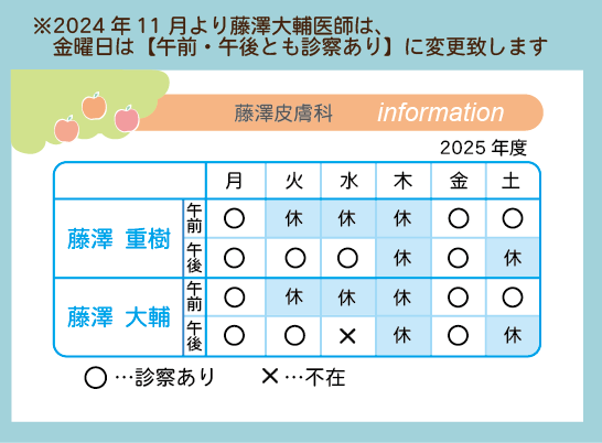 2025医師ごと診察日程